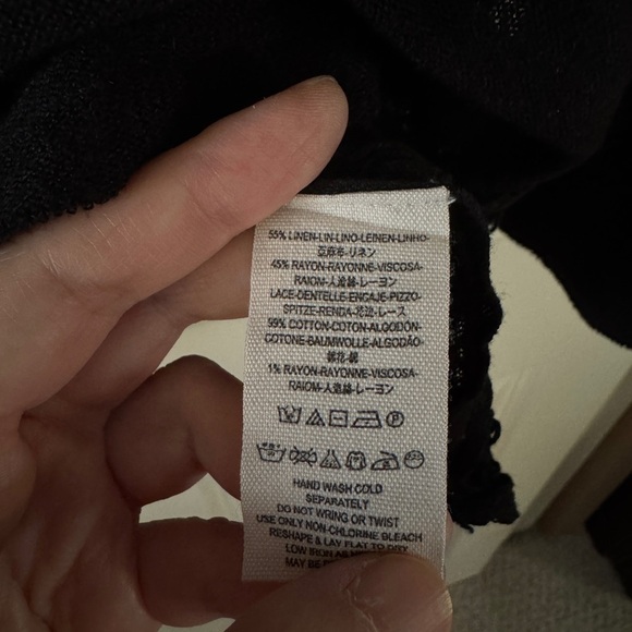 Free People Linen Blend Oversized Crochet Lace Top S - Picture 7 of 8